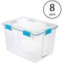 STERILITE 80 Quart Plastic Home Storage Gasket Boxes Container, Clear (8 Pack)