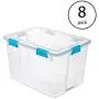 STERILITE 80 Quart Plastic Home Storage Gasket Boxes Container, Clear (8 Pack) STERILITE 80 Quart Plastic Home Storage Gasket Boxes Container, Clear (8 Pack)
