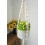 macrame plant hangers, indoor outdoor cotton wall hanging planter, yellow grey blue plant pot holder, boho chic cute style