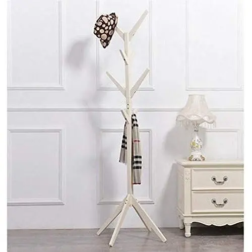 SHELFDQ Solid Wood Tree Coat Rack European Style Hotel Floor Clothes Rack Simple Creative Hanger (Color : Pure White) SHELFDQ Solid Wood Tree Coat Rack European Style Hotel Floor Clothes Rack Simple Creative Hanger (Color : Pure White)