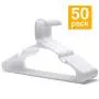 HOUSE DAY Plastic Hangers-50 Pack-Plastic Clothes Hangers for Skirt Suit Coat, Standard Tubular Plastic Hangers for Clothes,White