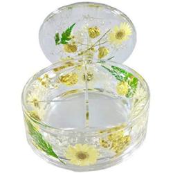 WalcoHome Jewelry Boxes 3 COMPARTS, Yellow Flower Cosmetic Box, Storage Box, Cosmetic Organizer (Yellow)