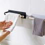 Accreate Practical Kitchen Towel Rack, Single Rod Nail-Free Sticky Commodity Shelf Duster Cloth Hanger (Black)