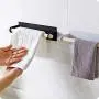 Accreate Practical Kitchen Towel Rack, Single Rod Nail-Free Sticky Commodity Shelf Duster Cloth Hanger (Black)
