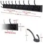 Dseap Coat Rack Wall Mounted: 10-Hooks, 38-1/4" Long, 16" Hole to Hole, Wood Coat Hooks Wall Mounted, Hook Rack, Hook Rail, Hooks for Hanging Coats, Black