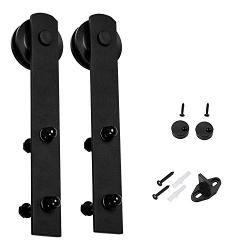 EaseLife Sliding Barn Door Hardware Hangers,I Shape,Black,2 Pcs