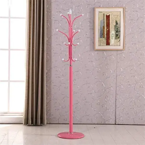ZHHL Coat Rack， Simple Modern Living Room Wrought Iron Coat Rack Freestanding Clothes Modern Hanger Creative Bedroom Hanger (Color : Pink)