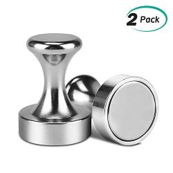 Alcoon 2 Pack Large Metal Magnetic Push Pins Silver Push Pin Magnets Hooks Hanger Idear for Hanging Coat, Bags, Jackets, Umbrellas, Backpack