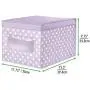 mDesign Decorative Soft Stackable Fabric Closet Storage Organizer Holder Boxes - Clear Window, Lid, for Child/Kids Room, Nursery - Large, Collapsible Foldable - Polka Dot Print - 4 Pack - Light Purple