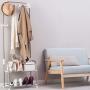 WZP Clothing Display Stand,Home Entrance Hall Living Room Bedroom Coat Rack,One Economic Stainless Steel Shoe Rack Hanger More Storage/White/As Shown