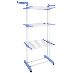 AyaMastro 66.75" H Foldable 3-Tire Cloth Drying Rack Stand Garment Hanger w/ 2Side Wing with Ebook