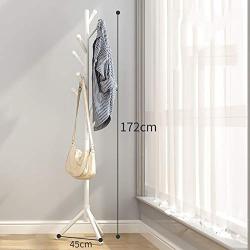 MEETA- Modern Design 8 Hooks Free Standing Sturdy Entryway Wood Coat Rack Hat Tree Hanger Hall with Tripod Base for Clothes, Scarves,Handbags (Color : White)