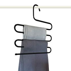 Wonder Hanger Pants Hanger Pack of 6 in Black; with no-Slip Velvet Coating