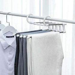 QYuan Pants Hanger Mult Closet Organizer Space Saver Clothing Rack Magic Multi-Functional Double Hooks Hanger Clothes Hook Apply for Pants Skirts Jeans Shirts Towels