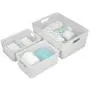 mDesign Plastic Stackable Home Storage Organizer Boxes with Lid Cover for Kitchen, Closet, Pantry, Bedroom, Bathroom, Hallway, Entryway to Hold Household Accessories, Set of 3 - Light Gray/Clear mDesign Plastic Stackable Home Storage Organizer Boxes with Lid Cover for Kitchen, Closet, Pantry, Bedroom, Bathroom, Hallway, Entryway to Hold Household Accessories, Set of 3 - Light Gray/Clear