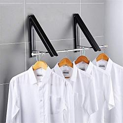 Xinrangxin Aluminum Alloy Home Telescopic Hanger, Wall-Mounted Clothes Drying Rack, Portable Folding Hanger Wardrobe, Compact Ultra-Thin Aluminum Space Storage Cabinet, Easy to Install,Black