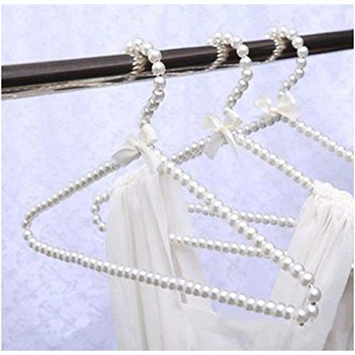 10pcs Random Color Clothes Hanger Plastic Pearl Beaded Bow Clothes Dress Coat Hangers Closet Coat Storage Organizer