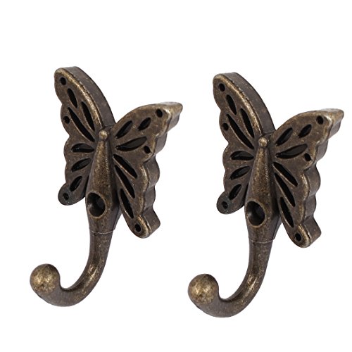 Uxcell a16062000ux0417 Wall Hanger Robe Clothes Hat Butterfly Key COAT Hooks Wall Hanger 2Pcs