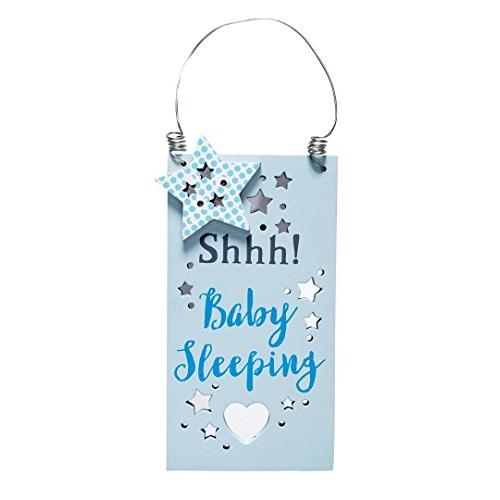 Baby Boy Wooden Door Hanger - Shhh! Baby Sleeping