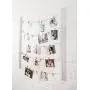 DII Home Traditions Floating Photo Display DIY Photo Collage Set with Twine Clothesline, Natural Wood Wall Mounts, and 30 Wooden Clothespin Clips for Hanging Photos, Prints, and Art - Rustic White