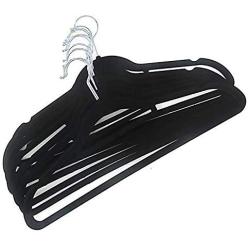 Decor Hut Velvet Covered Hangers ? 50 Pack Non-Slip Black Hangers for Clothes ? Premium Quality Materials - Easy Slide & Sturdy Design ? Slim to Save Closet Space