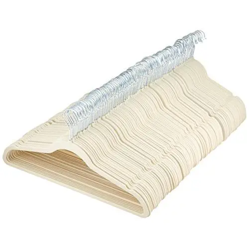 AmazonBasics Velvet Suit Clothes Hangers, 100-Pack, Ivory/Beige AmazonBasics Velvet Suit Clothes Hangers, 100-Pack, Ivory/Beige