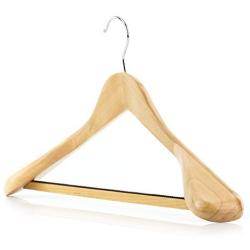 HANGERWORLD 3 Natural Wooden 17.7inch Coat Clothes Garment Non Slip Pants Bar Hangers Broad Shoulder Support