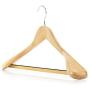 HANGERWORLD 3 Natural Wooden 17.7inch Coat Clothes Garment Non Slip Pants Bar Hangers Broad Shoulder Support