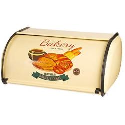 Hot Sales X459 Metal French Vintage Bread Box/Bin/kitchen Storage Containers/Home KitChen Gifts with Roll Top Lid (yellow)