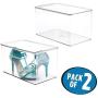 mDesign Stackable Closet Plastic Storage Bin Boxes with Lid - Container for Organizing Mens and Womens Shoes, Booties, Pumps, Sandals, Wedges, Flats, Heels and Accessories - 7" High, 2 Pack - Clear