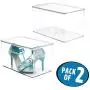 mDesign Stackable Closet Plastic Storage Bin Boxes with Lid - Container for Organizing Mens and Womens Shoes, Booties, Pumps, Sandals, Wedges, Flats, Heels and Accessories - 7&quot High, 2 Pack - Clear