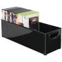 mDesign Plastic Stackable Household Storage Organizer Container Bin with Handles - for Media Consoles, Closets, Cabinets - Holds DVDs, Video Games, Gaming Accessories, Head Sets - 4 Pack - Black mDesign Plastic Stackable Household Storage Organizer Container Bin with Handles - for Media Consoles, Closets, Cabinets - Holds DVDs, Video Games, Gaming Accessories, Head Sets - 4 Pack - Black