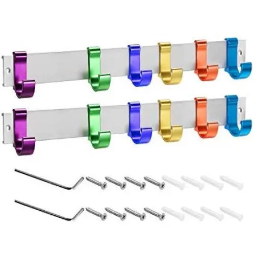 uxcell Wall Mounted Adjustable Colorful 12 Hangers Towel Hat Coat Clothes Wall Hook Rack Rail 2pcs uxcell Wall Mounted Adjustable Colorful 12 Hangers Towel Hat Coat Clothes Wall Hook Rack Rail 2pcs
