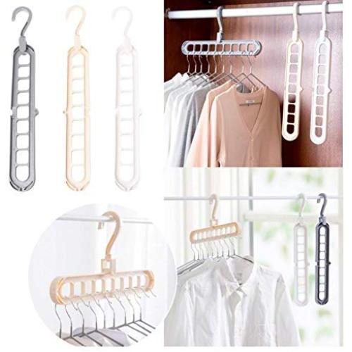 10pcs Random Color 3D Space Saving Magic Clothes Hanger with Hook Cabinet Organizer 360 Rotation Clothes Hanger Decoration