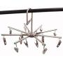 Aligle Stainless Steel Foldable Portable 16 Clip Drying Hanger Travel Clothes Hanger Drying Rack Hook multi-function Drip Hanger for Sock Towel Bra Hat Rack Scarf