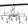 Aligle Stainless Steel Foldable Portable 16 Clip Drying Hanger Travel Clothes Hanger Drying Rack Hook multi-function Drip Hanger for Sock Towel Bra Hat Rack Scarf
