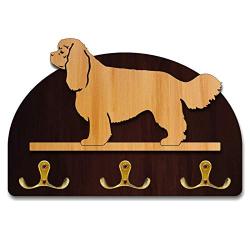 Hanger/holder leashes with Cavalier King Charles Spaniel figurine, rack key of wood, handmade
