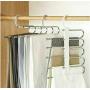 5pcs Random Color Multi-Function Stainless Steel 5 Tier Portable Clothes Hanger Pants Racks Trousers Hanger Clothes Storage Drying Hanger