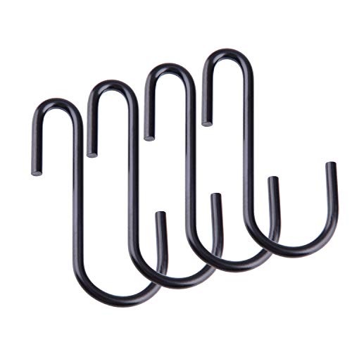 Demaxiya S Hooks, 20 Pack Black Carbon Steel S Shaped Hooks for Kitchen, Bathroom, Heavy Duty Hanging Hangers Hooks for Hanging Pots, Pans, Plants, Towels and More