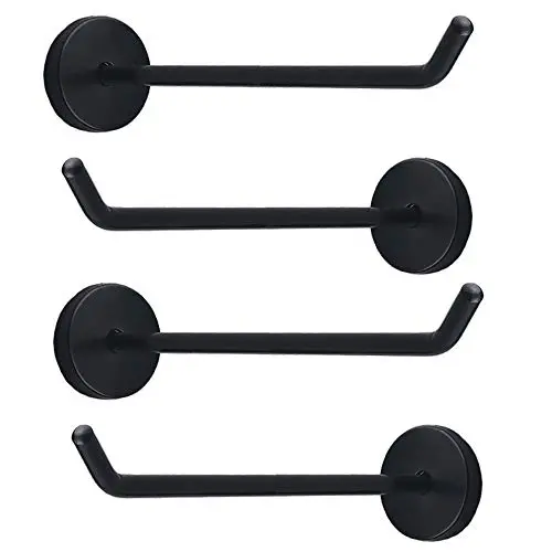 NELXULAS Classic Black Stainless Steel Heavy Duty Coat Hook, Durable Robe Hanger Wall Mount Hook, Perfect Touch Your Bathroom, Bedroom, Closets, Wardrobe, Kitchen (8", 4 PCS)