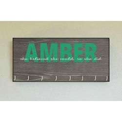Race Medal Holder/Running Medal Hanger THERE IS NO FORCE EQUAL TO A WOMAN IN RUNNING SHOES- Wood Wall Mounted Medal Organizer. CUSTOMIZATION Available