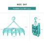 Nice Day Laundry Drying Rack Socks Hanger Clip and Drip Plastic Travel Windproof Hook Diapers Baby Clothes Hanging with 24 pins Green