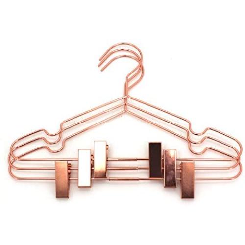 KOOBAY 50Pack 13" Rose Copper Gold Shiny Metal Wire Top Clothes Hangers with Clips for Shirts Coat Storage & Display