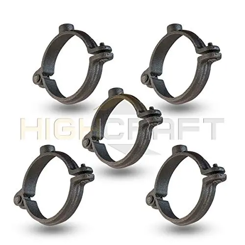 Highcraft HSH-B112-5 Hinged Split Ring Pipe Hanger Malleable Iron, 1-1/2 in. 5 Pack, Black