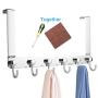 Lefree Over The Door Hook Over Door Hanger for Coats Towels Robes, Bags Zinc Alloy Stainless Door Holder with 6 Hooks Silver White.