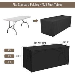 VEEYOO 6 Feet Table Cover for Rectangle Table - Polyester Fitted Tablecloth for Wedding Party Banquet, Black