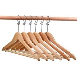 KYCPTNFJ Multifunction Wood Suit Hanger, Wood Clothes Hanger with Ring 12 Pieces