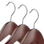 Casafield - 6 Cherry Wide Shoulder Wooden Suit Hangers - Premium Lotus Wood, Non-Slip Pant Bar & Chrome Swivel Hook for Dress Clothes, Coats, Jackets, Pants, Shirts, Skirts