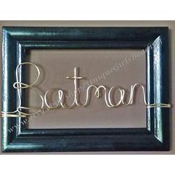 BATMAN Wire Picture Frame - BATMAN Wall Hanger - Twisted Wire Batman - Gold and Black Batman