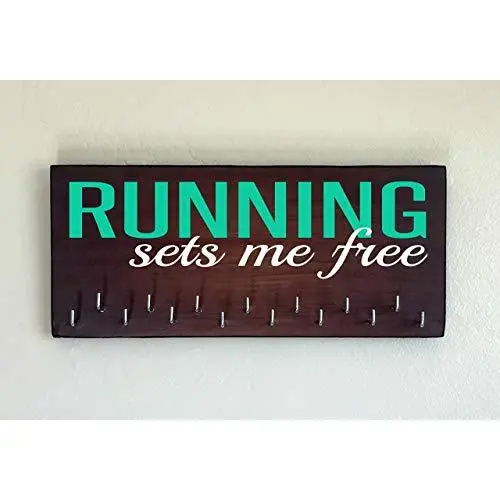 Race Medal Holder/Running Medal Hanger - RUNNING SETS ME FREE. Wood Wall Mounted Medal Organizer. CUSTOMIZATION Available Race Medal Holder/Running Medal Hanger - RUNNING SETS ME FREE. Wood Wall Mounted Medal Organizer. CUSTOMIZATION Available